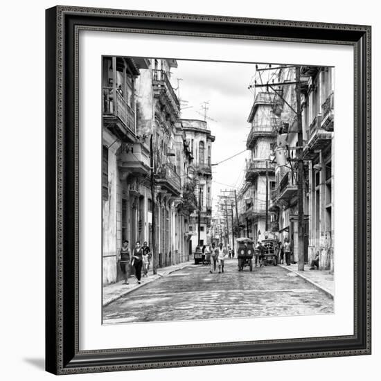 Cuba Fuerte Collection SQ BW - Street Scene Havana III-Philippe Hugonnard-Framed Photographic Print