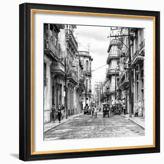 Cuba Fuerte Collection SQ BW - Street Scene Havana III-Philippe Hugonnard-Framed Photographic Print