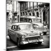 Cuba Fuerte Collection SQ BW - Taxi Cars Havana-Philippe Hugonnard-Mounted Photographic Print