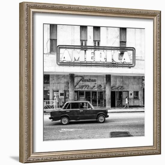 Cuba Fuerte Collection SQ BW - Teatro America in Havana-Philippe Hugonnard-Framed Photographic Print