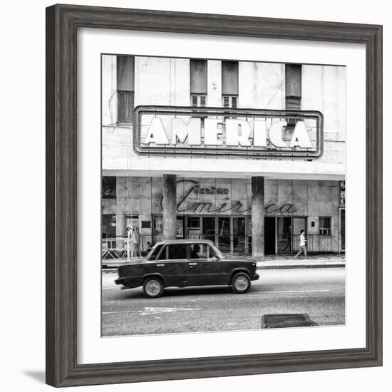 Cuba Fuerte Collection SQ BW - Teatro America in Havana-Philippe Hugonnard-Framed Photographic Print