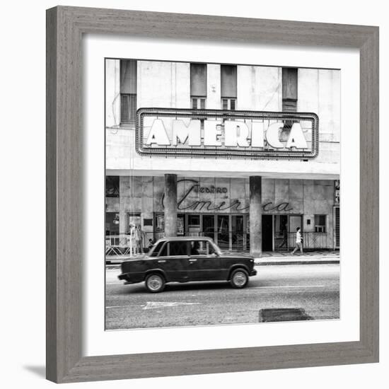 Cuba Fuerte Collection SQ BW - Teatro America in Havana-Philippe Hugonnard-Framed Photographic Print