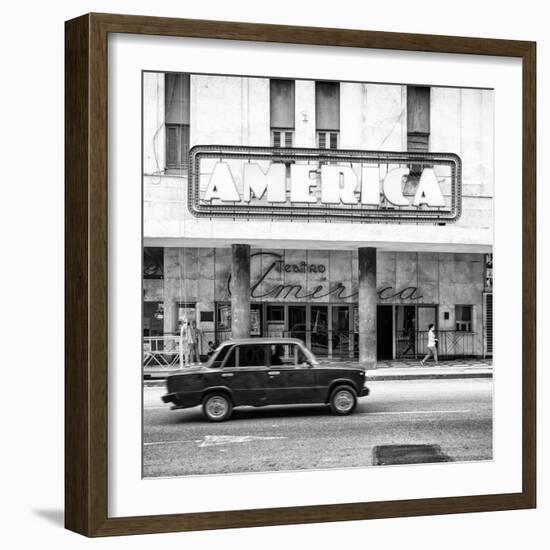 Cuba Fuerte Collection SQ BW - Teatro America in Havana-Philippe Hugonnard-Framed Photographic Print