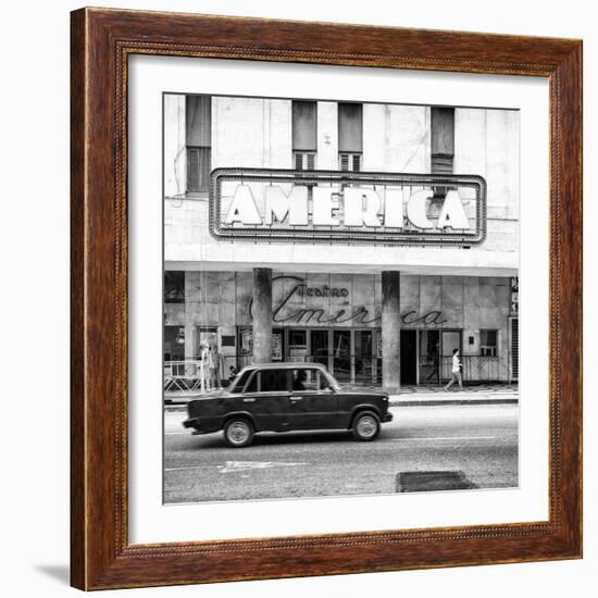 Cuba Fuerte Collection SQ BW - Teatro America in Havana-Philippe Hugonnard-Framed Photographic Print