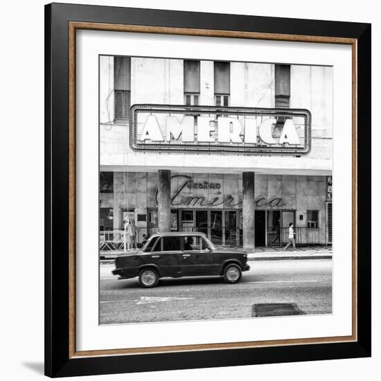 Cuba Fuerte Collection SQ BW - Teatro America in Havana-Philippe Hugonnard-Framed Photographic Print