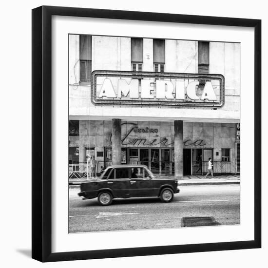 Cuba Fuerte Collection SQ BW - Teatro America in Havana-Philippe Hugonnard-Framed Photographic Print