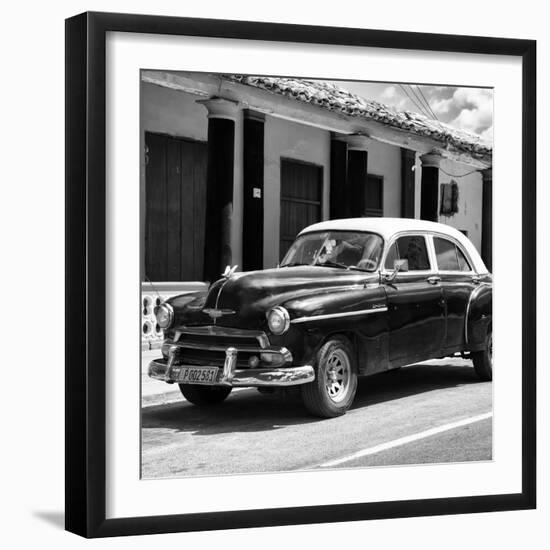 Cuba Fuerte Collection SQ BW - Vintage Black Car-Philippe Hugonnard-Framed Photographic Print