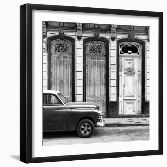 Cuba Fuerte Collection SQ BW - Vintage Car in Havana II-Philippe Hugonnard-Framed Photographic Print