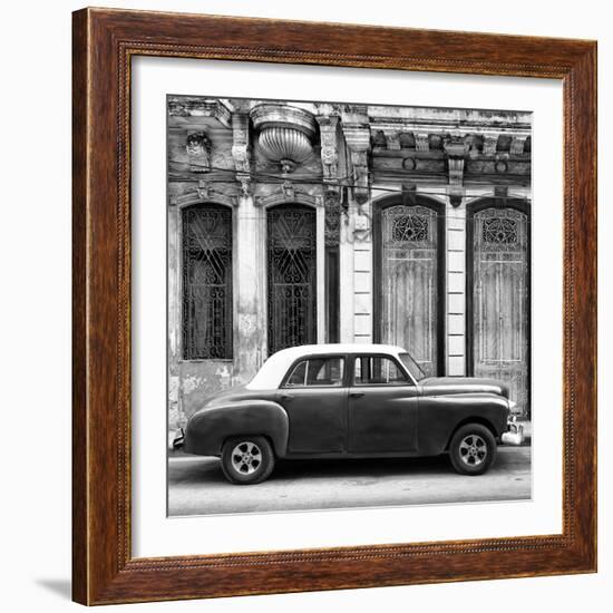 Cuba Fuerte Collection SQ BW - Vintage Car in Havana-Philippe Hugonnard-Framed Photographic Print