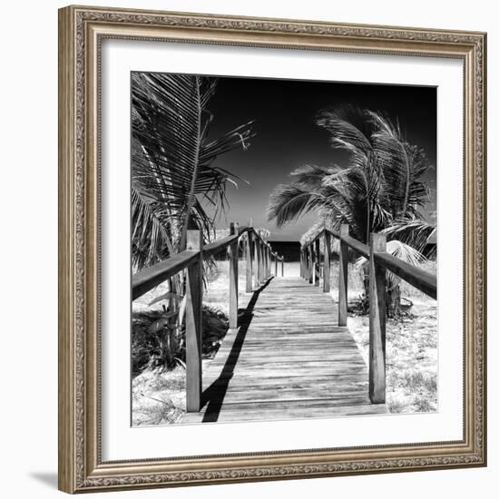 Cuba Fuerte Collection SQ BW - Wooden Jetty on the Beach-Philippe Hugonnard-Framed Photographic Print