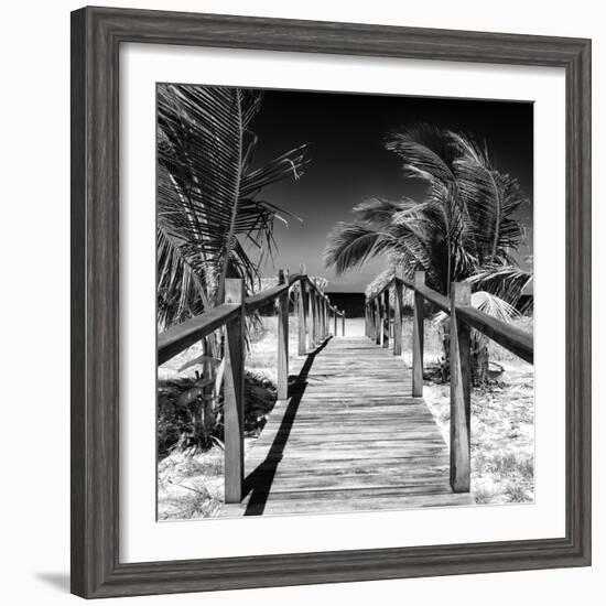 Cuba Fuerte Collection SQ BW - Wooden Jetty on the Beach-Philippe Hugonnard-Framed Photographic Print