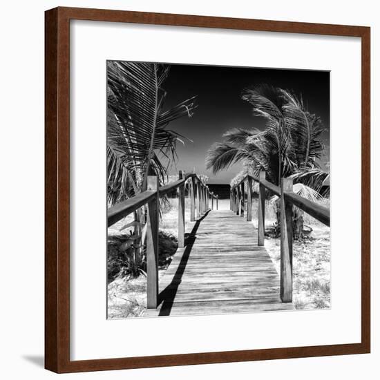 Cuba Fuerte Collection SQ BW - Wooden Jetty on the Beach-Philippe Hugonnard-Framed Photographic Print