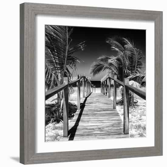 Cuba Fuerte Collection SQ BW - Wooden Jetty on the Beach-Philippe Hugonnard-Framed Photographic Print