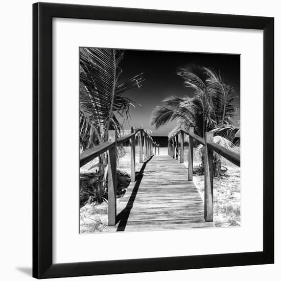 Cuba Fuerte Collection SQ BW - Wooden Jetty on the Beach-Philippe Hugonnard-Framed Photographic Print