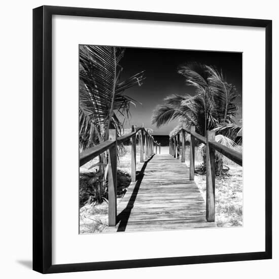 Cuba Fuerte Collection SQ BW - Wooden Jetty on the Beach-Philippe Hugonnard-Framed Photographic Print