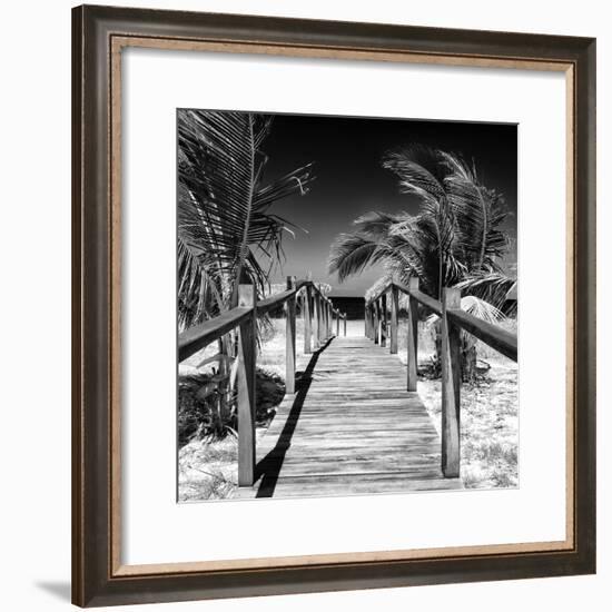 Cuba Fuerte Collection SQ BW - Wooden Jetty on the Beach-Philippe Hugonnard-Framed Photographic Print