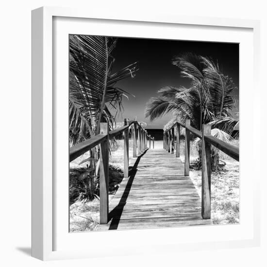 Cuba Fuerte Collection SQ BW - Wooden Jetty on the Beach-Philippe Hugonnard-Framed Photographic Print