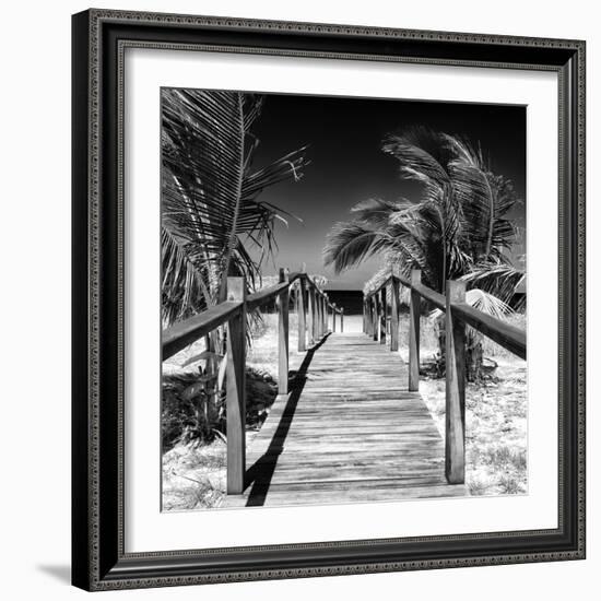 Cuba Fuerte Collection SQ BW - Wooden Jetty on the Beach-Philippe Hugonnard-Framed Photographic Print