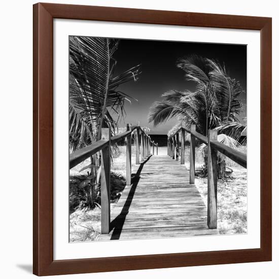 Cuba Fuerte Collection SQ BW - Wooden Jetty on the Beach-Philippe Hugonnard-Framed Photographic Print