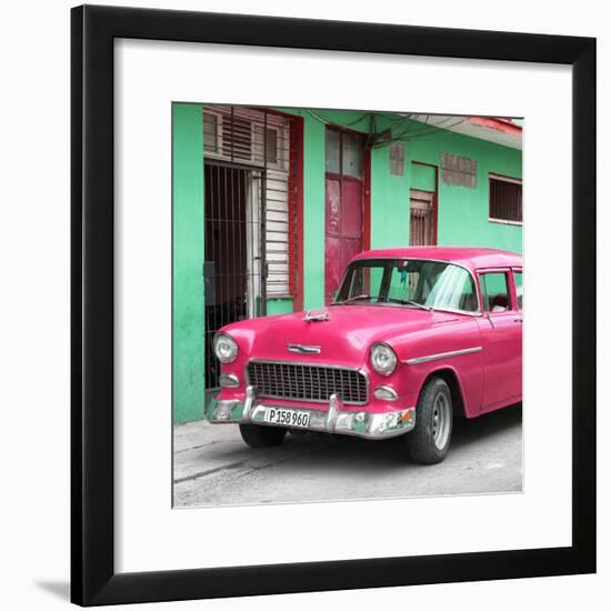 Cuba Fuerte Collection SQ - Classic American Pink Car in Havana-Philippe Hugonnard-Framed Photographic Print