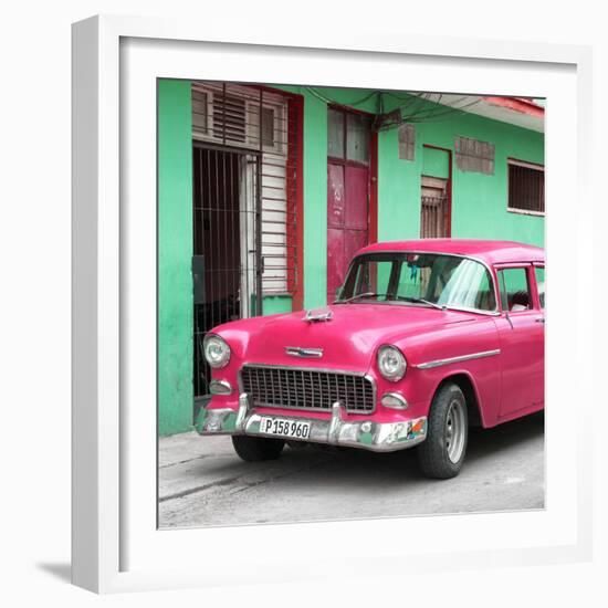 Cuba Fuerte Collection SQ - Classic American Pink Car in Havana-Philippe Hugonnard-Framed Photographic Print