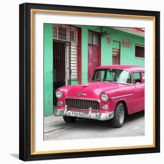 Cuba Fuerte Collection SQ - Classic American Pink Car in Havana-Philippe Hugonnard-Framed Photographic Print