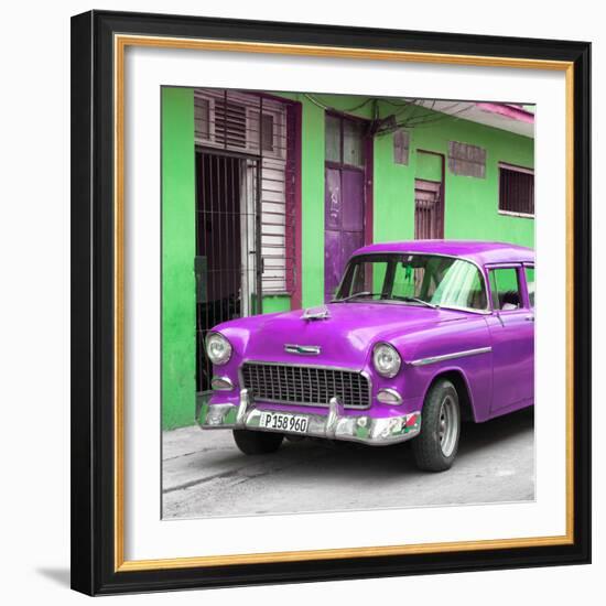 Cuba Fuerte Collection SQ - Classic American Purple Car in Havana-Philippe Hugonnard-Framed Photographic Print