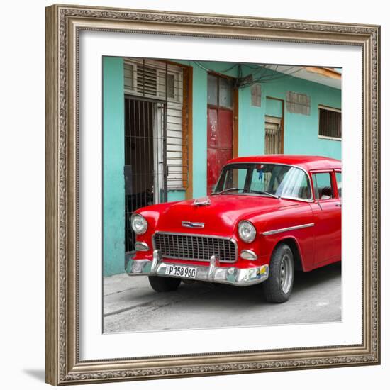 Cuba Fuerte Collection SQ - Classic American Red Car in Havana-Philippe Hugonnard-Framed Photographic Print