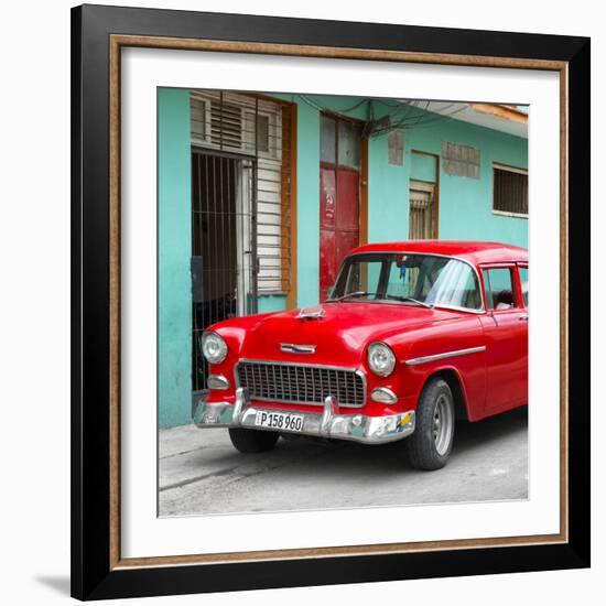 Cuba Fuerte Collection SQ - Classic American Red Car in Havana-Philippe Hugonnard-Framed Photographic Print