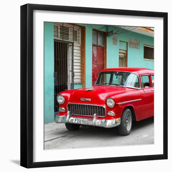 Cuba Fuerte Collection SQ - Classic American Red Car in Havana-Philippe Hugonnard-Framed Photographic Print