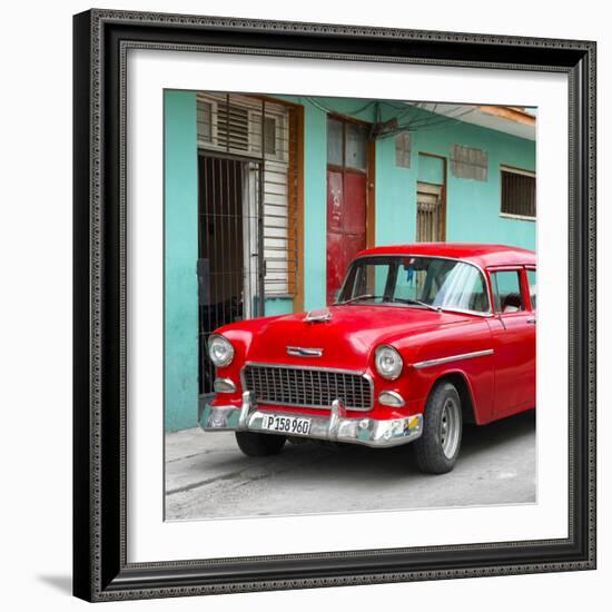 Cuba Fuerte Collection SQ - Classic American Red Car in Havana-Philippe Hugonnard-Framed Photographic Print