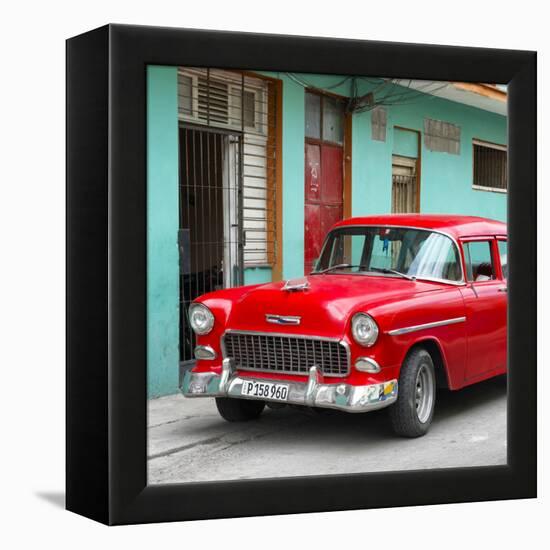 Cuba Fuerte Collection SQ - Classic American Red Car in Havana-Philippe Hugonnard-Framed Stretched Canvas