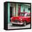 Cuba Fuerte Collection SQ - Classic American Red Car in Havana-Philippe Hugonnard-Framed Stretched Canvas