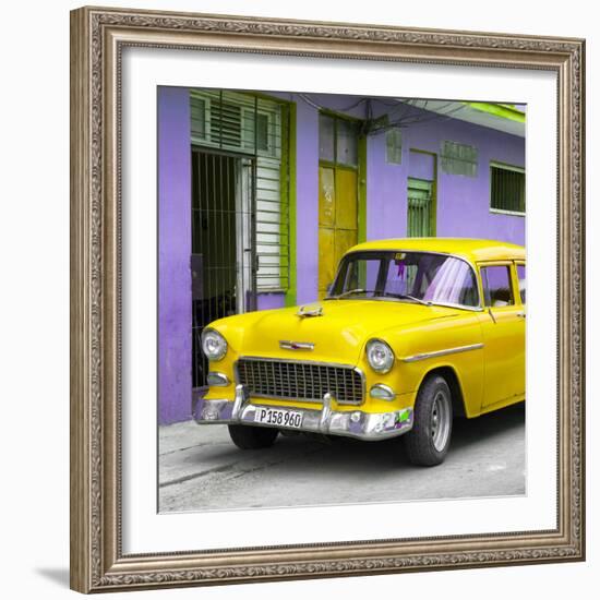 Cuba Fuerte Collection SQ - Classic American Yellow Car in Havana-Philippe Hugonnard-Framed Photographic Print