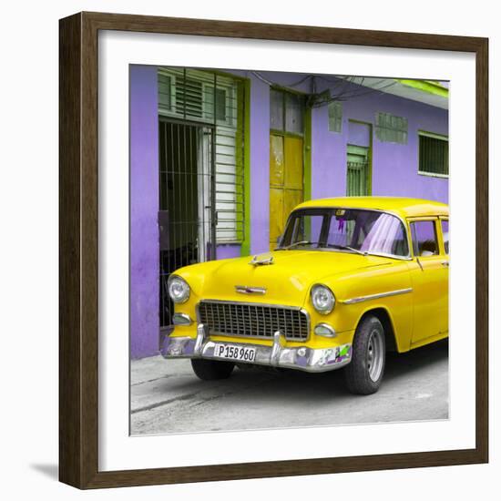 Cuba Fuerte Collection SQ - Classic American Yellow Car in Havana-Philippe Hugonnard-Framed Photographic Print