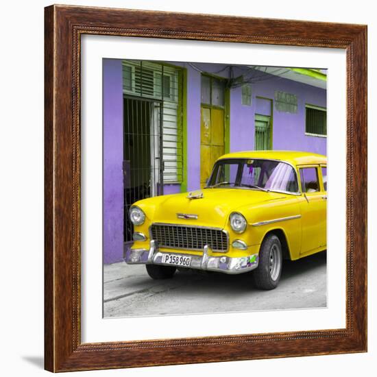 Cuba Fuerte Collection SQ - Classic American Yellow Car in Havana-Philippe Hugonnard-Framed Photographic Print