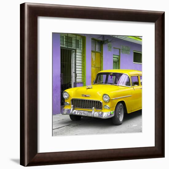 Cuba Fuerte Collection SQ - Classic American Yellow Car in Havana-Philippe Hugonnard-Framed Photographic Print