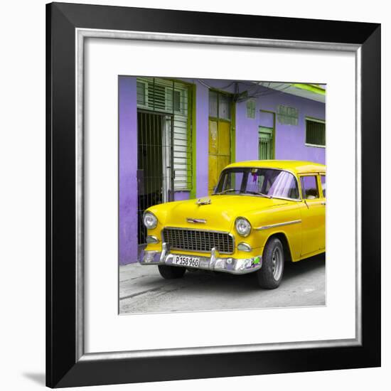 Cuba Fuerte Collection SQ - Classic American Yellow Car in Havana-Philippe Hugonnard-Framed Photographic Print