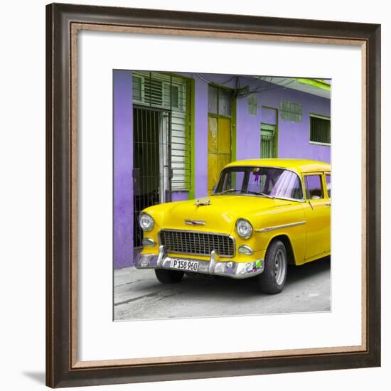 Cuba Fuerte Collection SQ - Classic American Yellow Car in Havana-Philippe Hugonnard-Framed Photographic Print