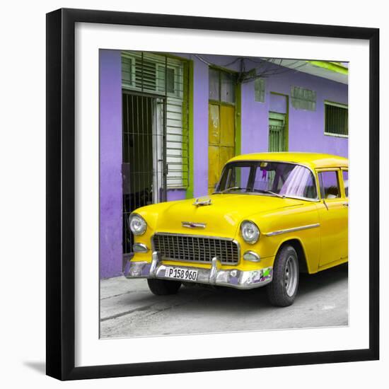 Cuba Fuerte Collection SQ - Classic American Yellow Car in Havana-Philippe Hugonnard-Framed Photographic Print