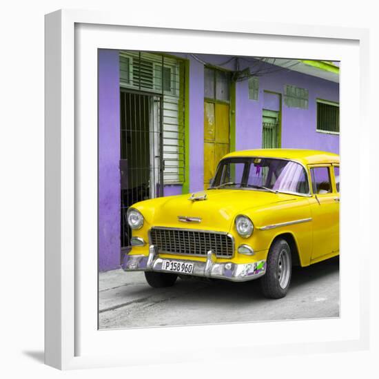 Cuba Fuerte Collection SQ - Classic American Yellow Car in Havana-Philippe Hugonnard-Framed Photographic Print