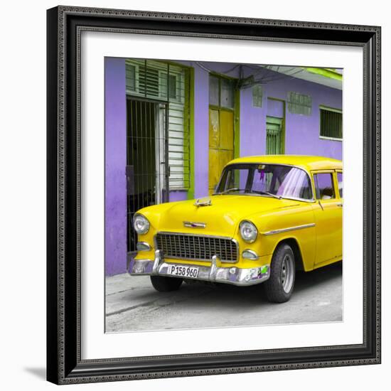 Cuba Fuerte Collection SQ - Classic American Yellow Car in Havana-Philippe Hugonnard-Framed Photographic Print