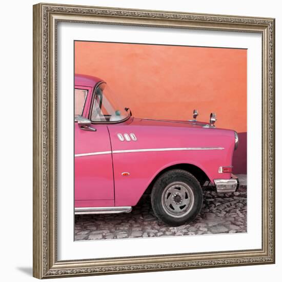 Cuba Fuerte Collection SQ - Close-up of Retro Dark Pink Car-Philippe Hugonnard-Framed Photographic Print