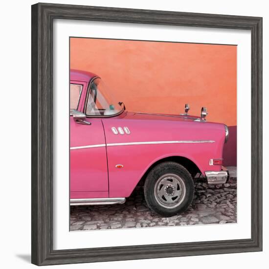 Cuba Fuerte Collection SQ - Close-up of Retro Dark Pink Car-Philippe Hugonnard-Framed Photographic Print