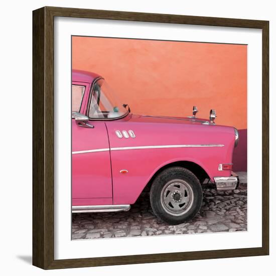 Cuba Fuerte Collection SQ - Close-up of Retro Dark Pink Car-Philippe Hugonnard-Framed Photographic Print