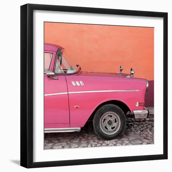 Cuba Fuerte Collection SQ - Close-up of Retro Dark Pink Car-Philippe Hugonnard-Framed Photographic Print