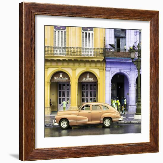 Cuba Fuerte Collection SQ - Colorful Architecture and Classic Golden Car-Philippe Hugonnard-Framed Photographic Print