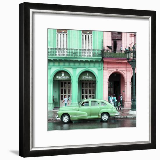 Cuba Fuerte Collection SQ - Colorful Architecture and Green Classic Car-Philippe Hugonnard-Framed Photographic Print