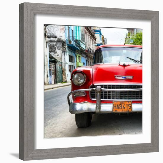 Cuba Fuerte Collection SQ - Detail on Red Classic Chevrolet-Philippe Hugonnard-Framed Photographic Print