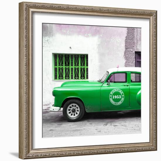 Cuba Fuerte Collection SQ - Green Pontiac 1953 Original Classic Car-Philippe Hugonnard-Framed Photographic Print